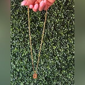 Gold Plated Letter K Pendant on 18.5” Inch Round Chain